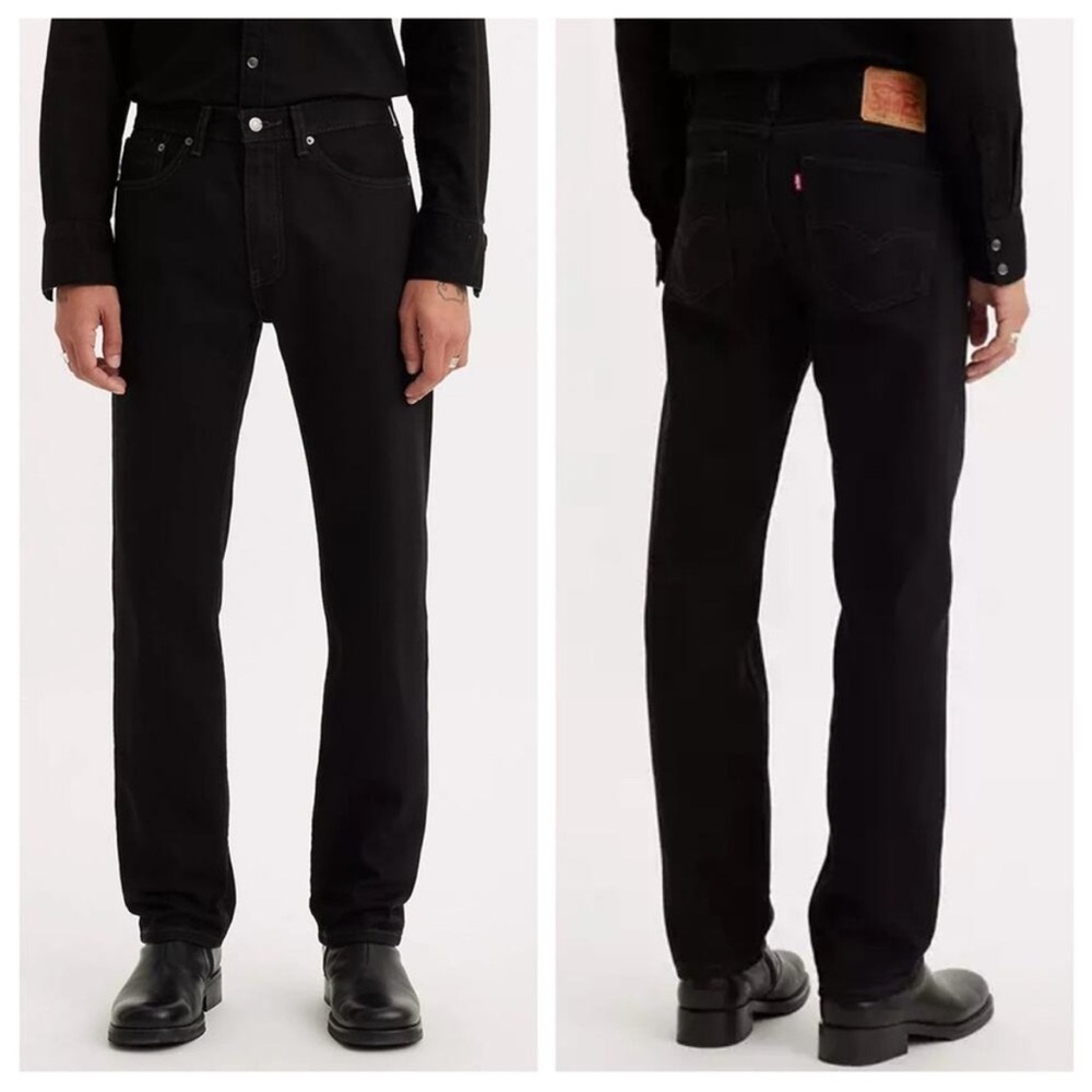 Levi's 505 Regular Fit Black Denim Straight Leg Mens Jeans Black 29x30 NEW